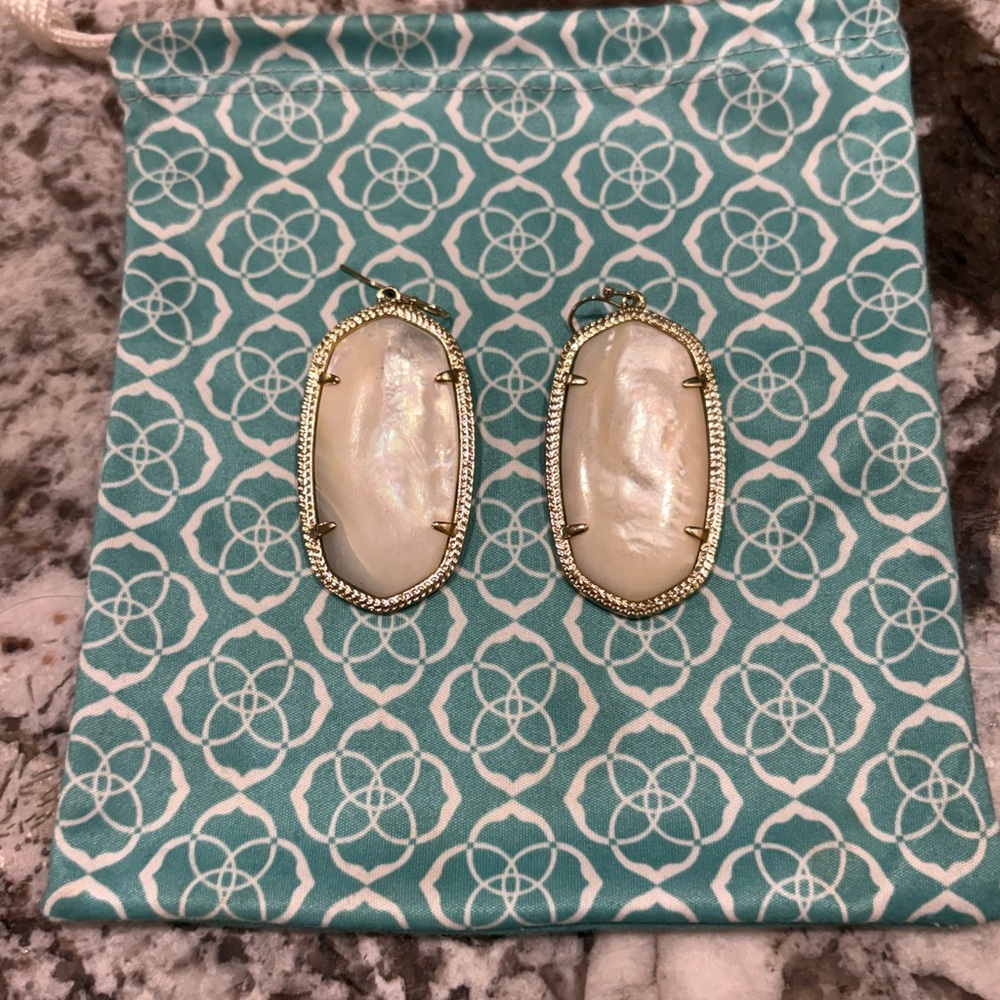 Kendra Scott White and Gold Earrings
